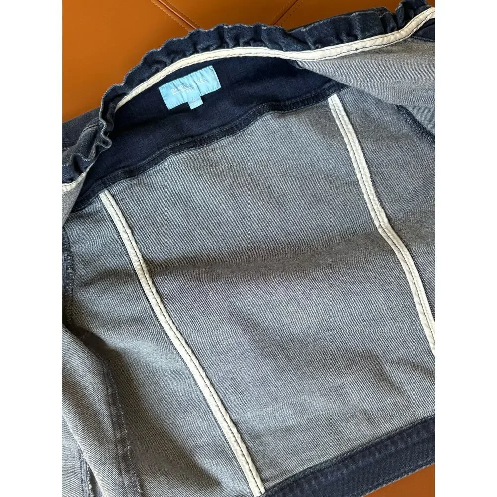 Draper James RSVP Ruffle Collar Stretch Denim Jacket Medium - Picture 9 of 11